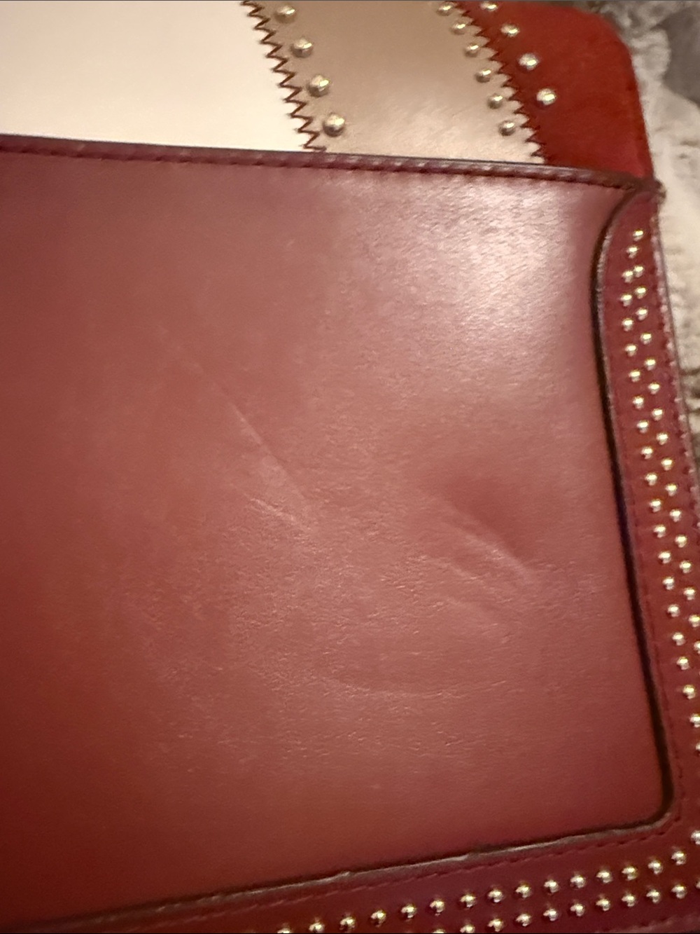 Michael Kors Burgundy, Beige and White Patchwork Crossbody Bag w/Dustbag - Picture 8 of 17